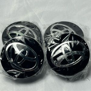 SET OF 4 TOYOTA 62MM WHEEL RIM RIMS CENTER HUB CAPS ALL BLACK LOGO PRIUS COROLLA